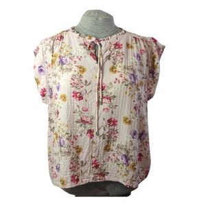 Buffalo szXXL floral pale pink, cap sleeve blouse EUC